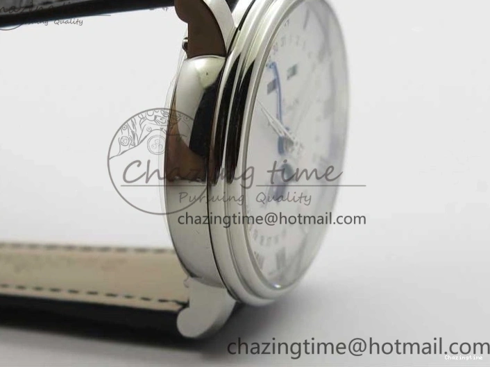 0128 MultiPurpose Villeret 6654 SS Complicated Function OMF 1:1 Best Edition White Dial on Black Leather Strap A6654 V 7901